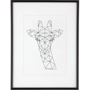 Schwarzer Kunststoff Bilderrahmen 30x40 cm mit Passepartout und geometrischer Giraffe.