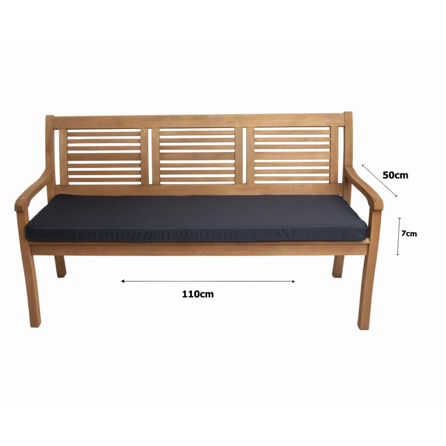 Marineblaues Gartenbank Kissen 110x50 cm für 2-Sitzer Bänke. Bequeme Sitzauflage für Outdoor.