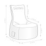 Skizze Sitting Point Sessel Scuba Petrol mit Maßen, Sitzsack für Innen & Außen, Seitentasche.