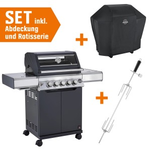 Jamestown Gasgrill Knox mit Abdeckung und Rotisserie als Set.