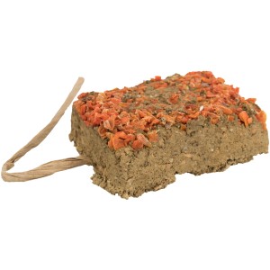 Trixie Nager-Snack Lehmstein mit Karotte, natürlicher Knabberstein für Nager mit Aufhängung.