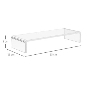 Transparenter Acryl Monitorständer HOMCOM, ergonomisch, 53x19x9 cm. Ideal für Laptop & PC, schafft Stauraum.