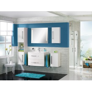 Fackelmann Waschbecken Lugano, 80 cm, Weiß, im modernen Badezimmer.