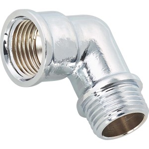 Verchromter Gewinde-Winkel aus Messing, 18,6 mm x 21 mm, für Trinkwasser- und Heizungsrohre.