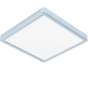 Eckige Eglo LED Deckenleuchte Fueva 5 in Chrom-Weiß, 20,5 W. Moderne Deckenlampe für Bad und Wohnraum.