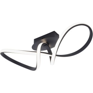 Moderne LED-Deckenleuchte Maria von Just Light, 61x24,5 cm, in Schwarz mit geschwungenem Design.