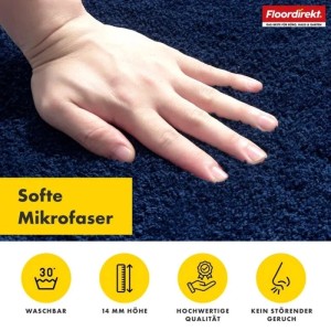Floordirekt Badematte Nasa Waschbar Verstärkte Kanten Dunkelblau 80 x 178 cm