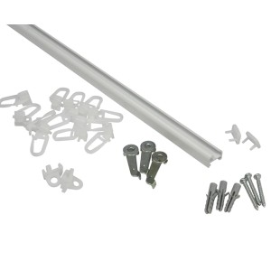 Gardinia Aluminiumschiene, 120 cm, weiß, mit Zubehör wie Gleiter, Schrauben und Dübel.