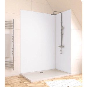 Aurlane Design-Duschwand in Satin Weiß, 120x210 cm, zur einfachen Duschrenovierung.