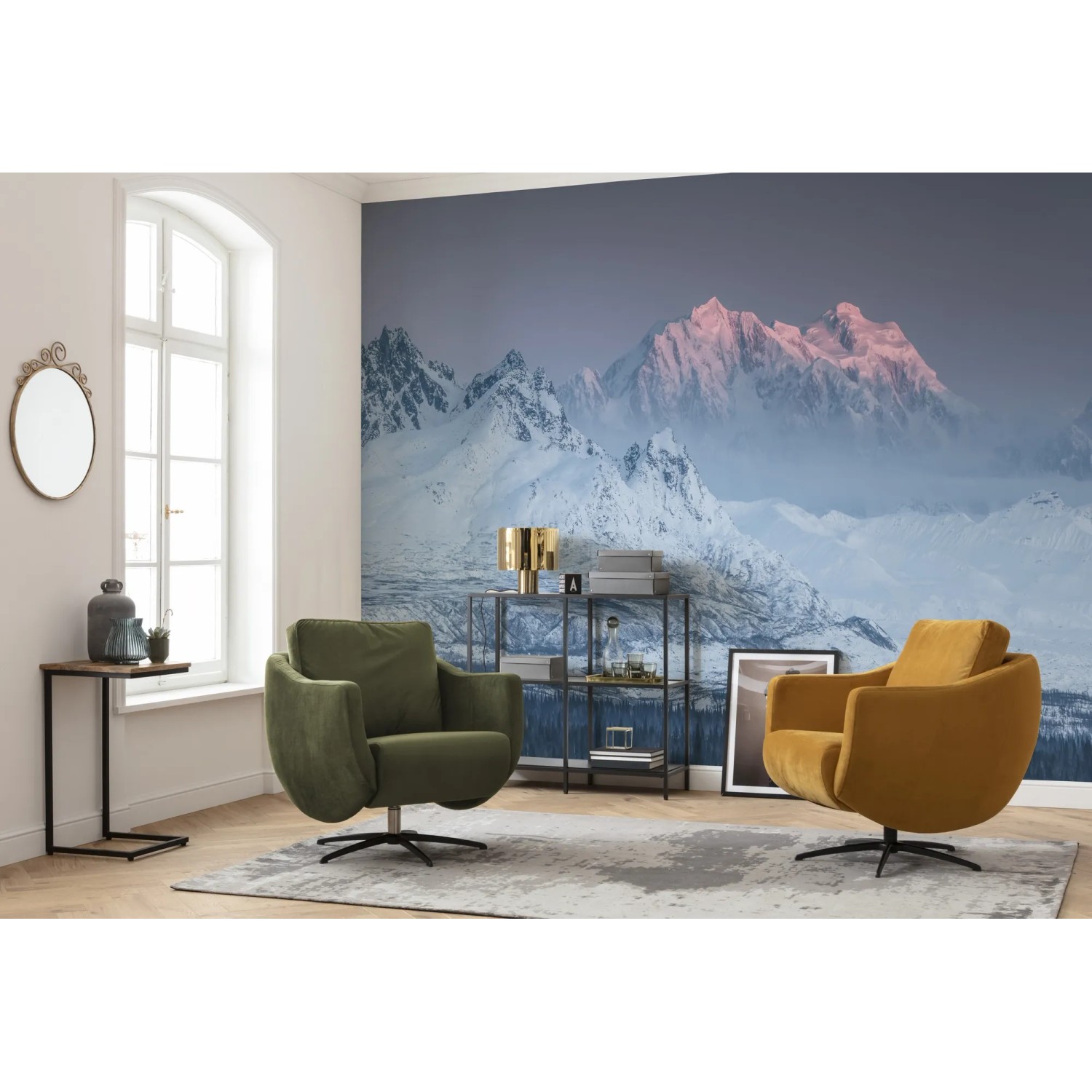 Vlies Fototapete Thrones, 500x280 cm, mit Bergmotiv im Wohnraum.