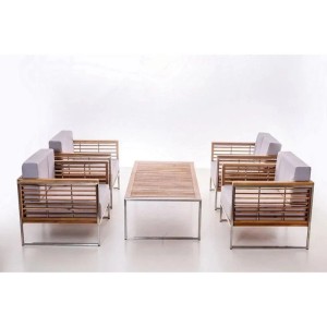 Jet-Line Lounge Set Artemis II Creme 5 Teilig Gartenmöbel mit Kissen Wetterfest