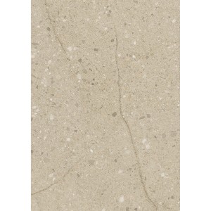 Kaindl Arbeitsplatte Stein Formentera, beige mit feiner Steinoptik und fühlbarer Struktur.