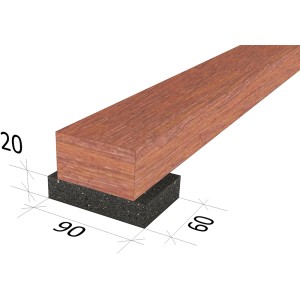 GS Gummipad für Terrassendielen, 20x60x90mm, 24 Stück, zur Unterkonstruktion und zum Ausgleich.