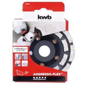 kwb Diamant-Schleifteller Aggreso-Flex, Ø 11,5 cm, für Winkelschleifer. Zum Schleifen von Beton, Estrich, Stein.