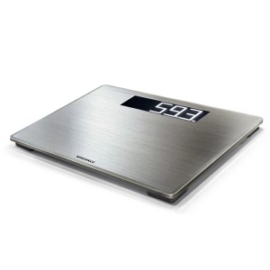 Leifheit Personenwaage Digital Style Sense Safe 300, silberne digitale Badezimmerwaage mit LCD-Anzeige.