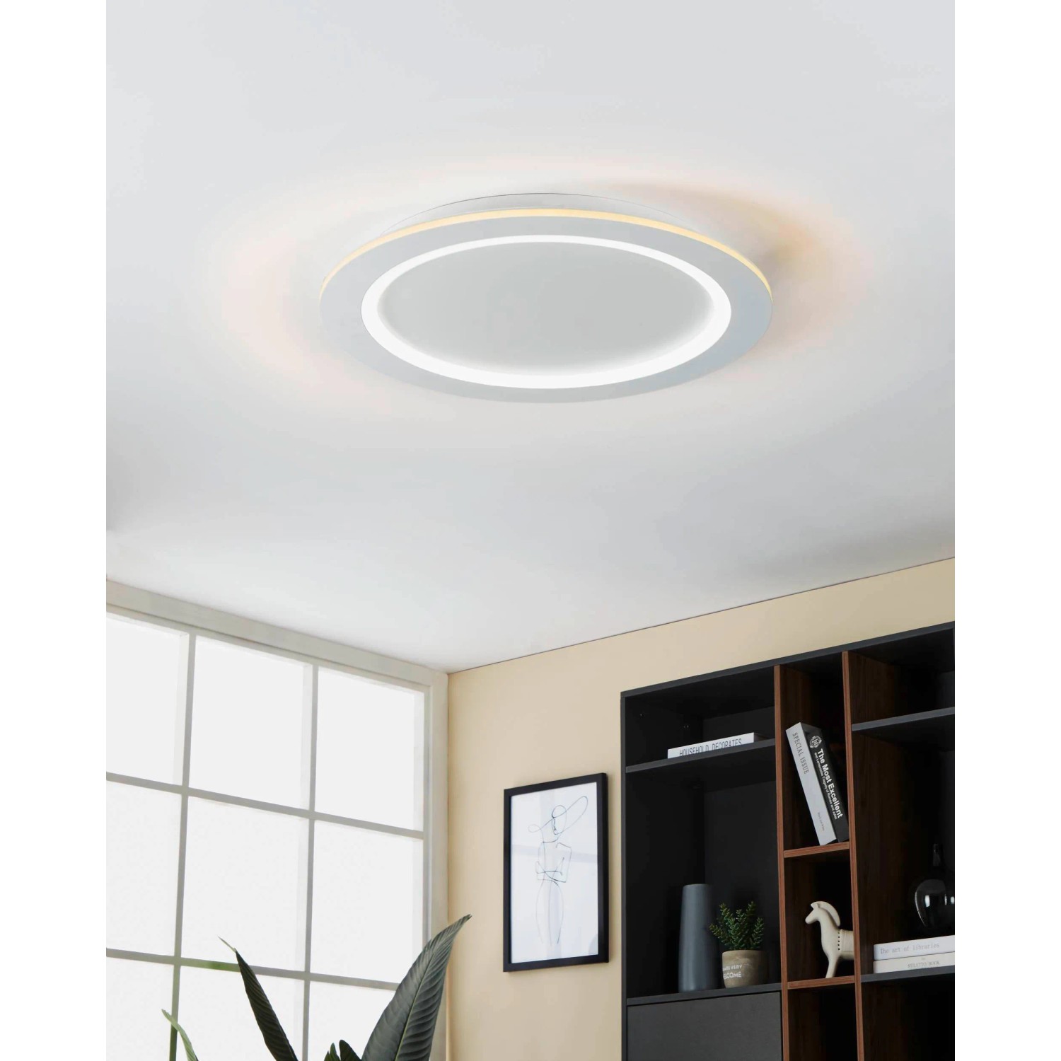 Weiße LED-Deckenleuchte Padrogiano-Z von Eglo, 59,5 cm Durchmesser, mit CCT- und RGB-Funktion.