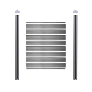 MCW WPC-Sichtschutz Savoie Basiselement schmal 105cm mit Zaunpfosten und WPC-Paneelen.