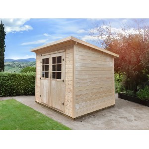 Weka Holz-Gartenhaus Taro A Natur, 235x240, mit Doppeltür und Pultdach, unbehandeltes Fichtenholz.