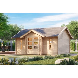 Unbehandeltes Karibu Holz-Gartenhaus mit Satteldach, 507 x 401 cm, 19 m².