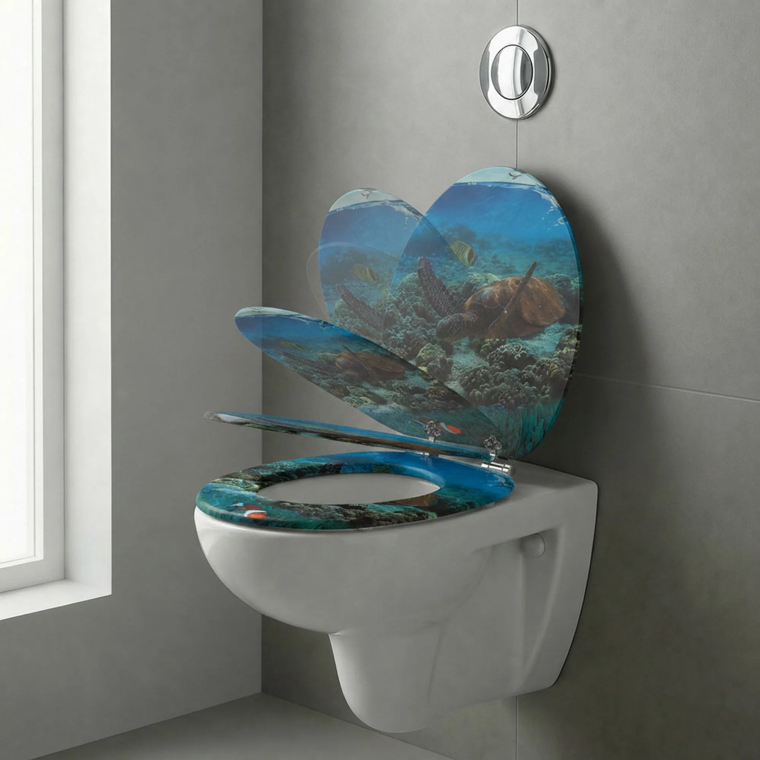 Sinobath WC-Sitz Oval mit Absenkautomatik Unterwasserwelt Universell Passend_5