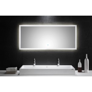 Rechteckiger LED-Lichtspiegel (140x60 cm) mit Touch-Bedienung und neutralweißem Licht.