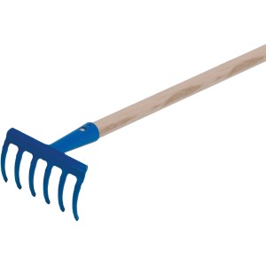 Sonneck Kinderrechen Mini mit blauem Rechenkopf und Holzstiel.