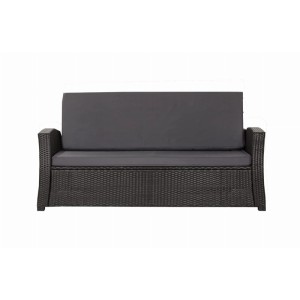 Anthrazitfarbenes Gartenkissen-Set für 3-Sitzer Polyrattan-Gartensofa.
