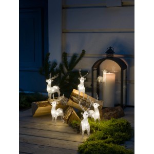 Konstsmide LED-Rentier 5er-Set aus Acryl mit warmweißen LEDs für den Außenbereich.
