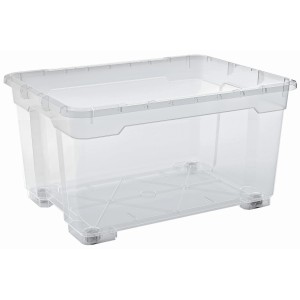 Transparente OBI Allzweckbox Santos Oversize mit Rollen, 140 l, zur Aufbewahrung und zum Transport.