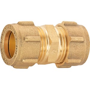 Klemmring-Verschraubung aus Messing, Ø 15 mm für Sanitär- und Heizungsinstallationen.