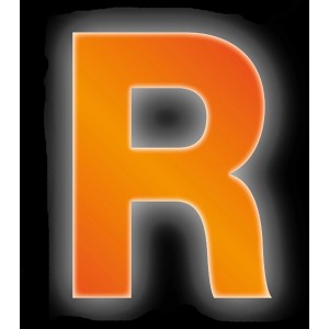 Reflektierender Klebebuchstabe R, 8 cm, orange, zur Beschriftung von z.B. Hausnummern.