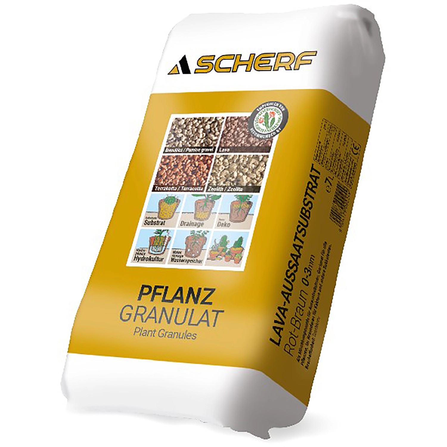 Sack Scherf Lava-Aussaatsubstrat, rot-braun, 0-3 mm, 7 Liter, für Zierkies & Ziersplitt.