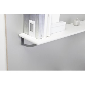 OBI Konsole Lucy, 230 mm, in Silber matt, mit weißem Regalbrett, Büchern und Deko.