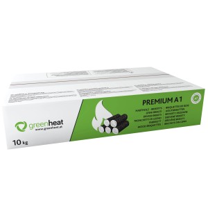 Greenheat Hartholzbriketts Premium im 10 kg Karton, Brennstoff für Kamin und Ofen.