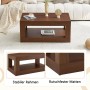 okwish Couchtisch mit MDF Doppelschicht Wohnzimmer Lager Regal 93x53x45cm Walnuss_6