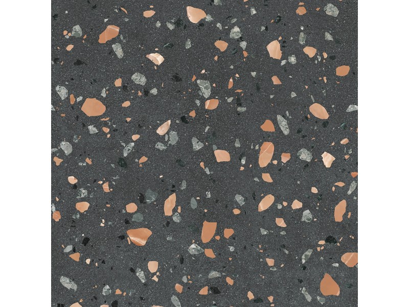 Bodenfliese Materia Terrazzo Feinsteinzeug Anthrazit Matt Rekt. 60 cm x