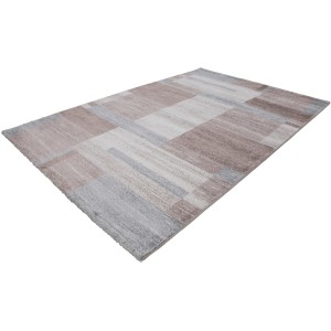 Kayoom Kurzflorteppich Falkland Port Louis in Pastellblau mit meliertem Patchwork-Design, 200x290 cm.