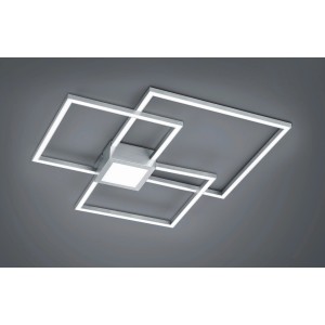 Moderne Trio LED-Deckenlampe Hydra, Nickel matt, mit quadratischem Design und warmweißem Licht.
