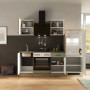 Flex-Well Küche Cara, 220 cm, schilfgrün/Artisan Eiche, mit E-Geräten und Spüle.