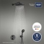 Schwarzes Grohe Precision Thermostat Duschsystem Unterputz mit Vitalio Start 250 Kopf- und Handbrause.