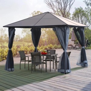 Outsunny Pavillon Metall Polyester Seitenteilen PC Grau 300L x 300B x 265H cm