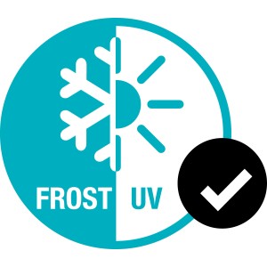 Symbol für Frost- und UV-Beständigkeit des Gardena Viereckregner Aqua S.