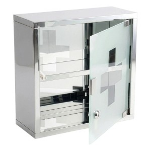 Floordirekt Medizinschrank Allen Abschließbarer mit Glastür Silber 30 x 30 cm 2 Fächer