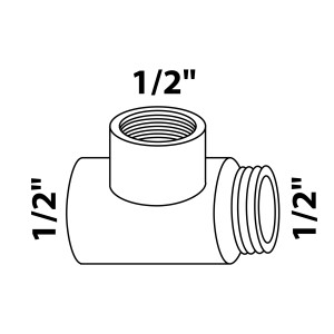 Kirchhoff T-Stück, 18,7 mm (1/2 IG) x 18,7 mm (1/2 IG) x 21 mm (1/2 AG), Chrom, Gewindefitting.