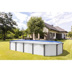 Chemoform Stahlwandpool Set Supreme All In White-Design, 760x390x132 cm, im Garten.