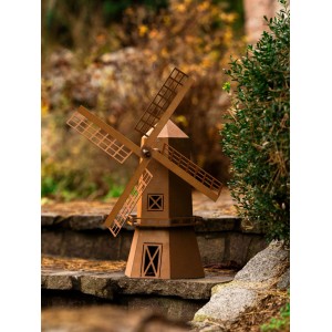 Rostbraune Ferrum Art Design Segelwindmühle als Gartendeko, 61x50x21cm.