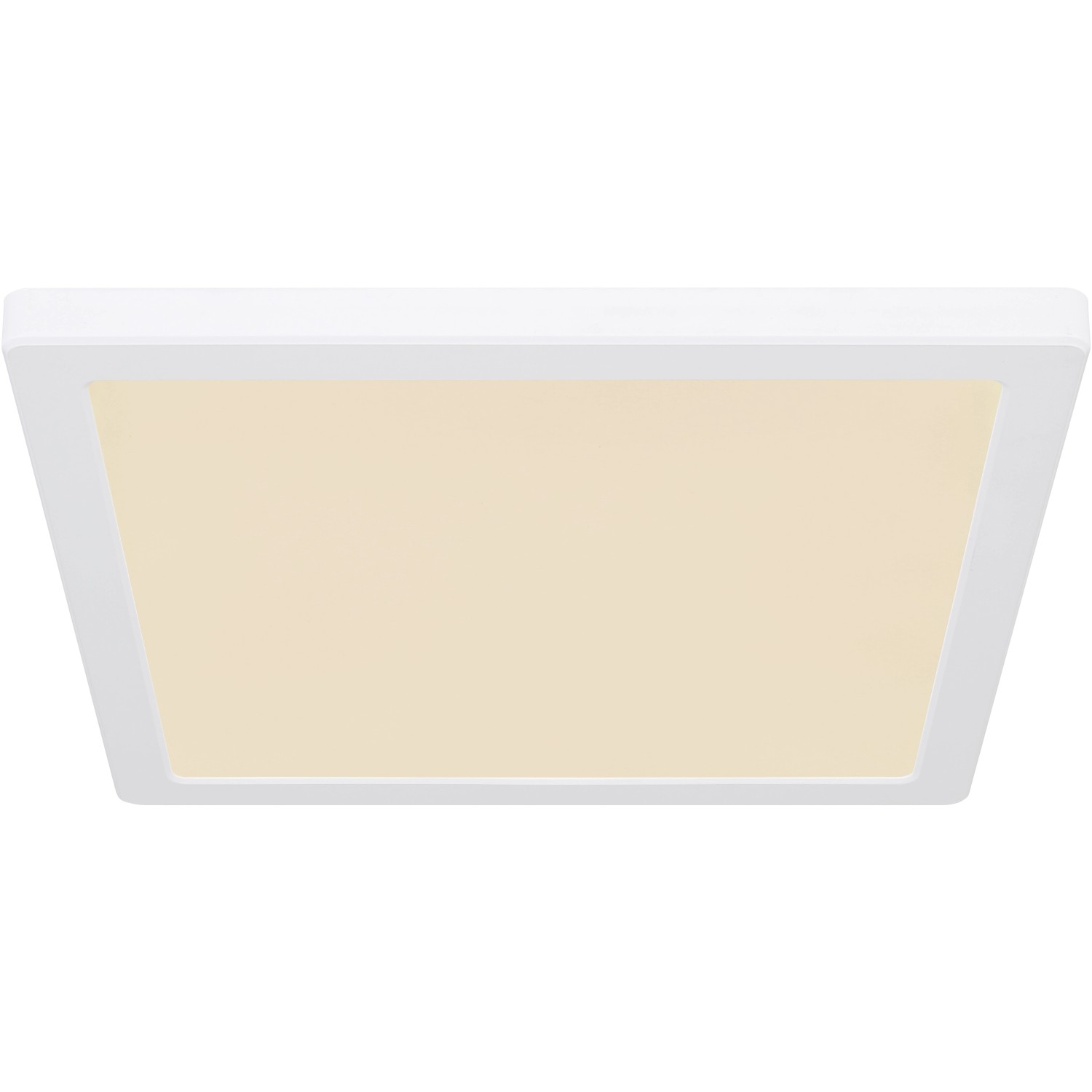 Weiße, quadratische LED-Deckenleuchte Lasse von Globo, 291x291x17 mm.