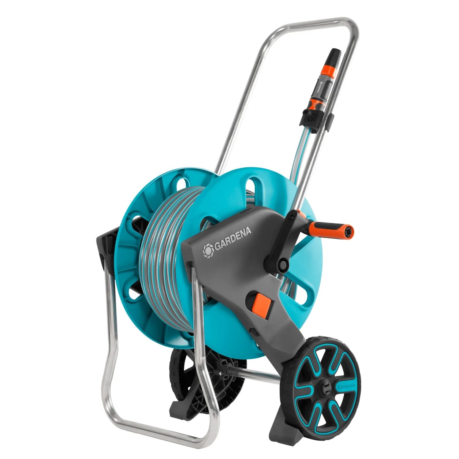 Gardena Schlauchwagen CleverRoll M Set mit 20m Schlauch, Spritze und Systemteilen.