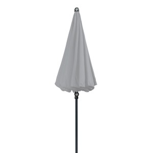 Doppler Balkonschirm Sunline, Ø 150 cm, hellgrau, mit Knickfunktion. Geschlossen.