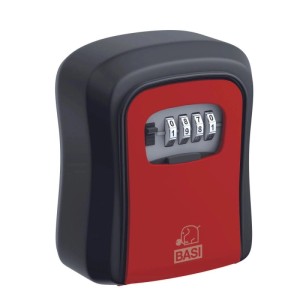 Basi Schlüsselsafe SSZ 201 in Rot/Schwarz mit Zahlenschloss und Aluminiumgehäuse.